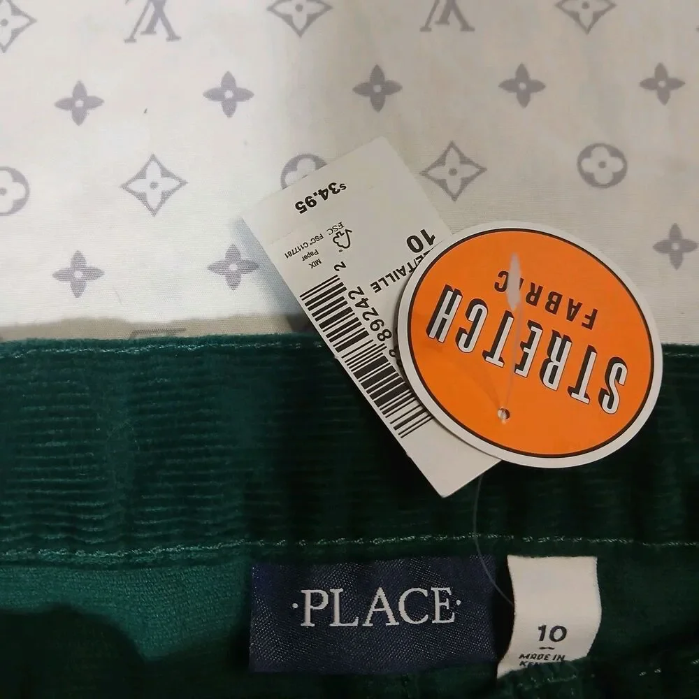 Place Kids Green Stretch Corduroy Size 10 NWT